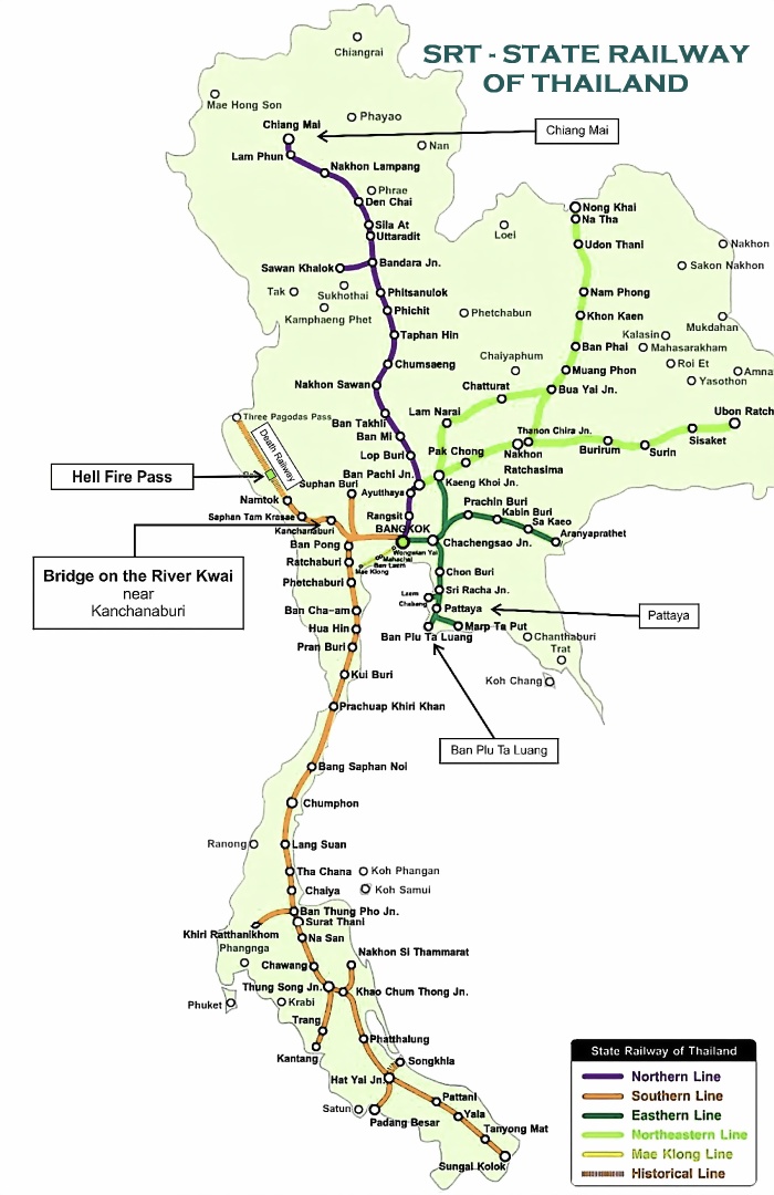 State Railway of Thailand - Rail Map